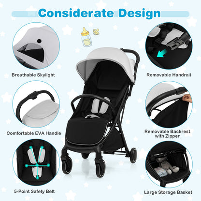 Lightweight Baby Stroller with Detachable Seat Cover
