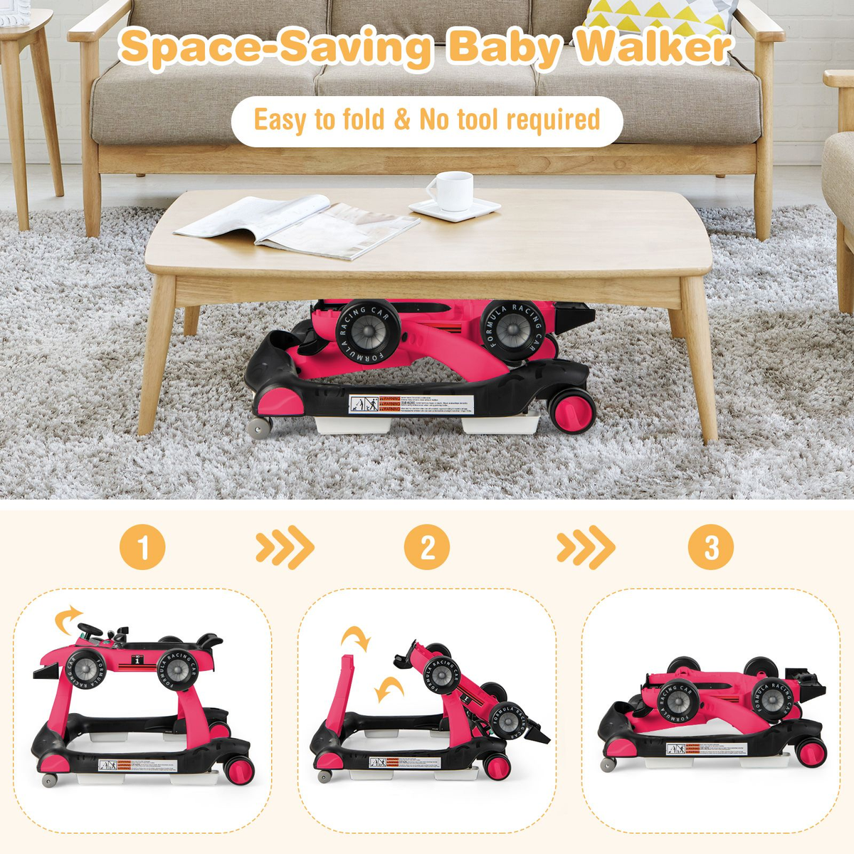 4-In-1 Baby Push Walker with Adjustable Height and Speed