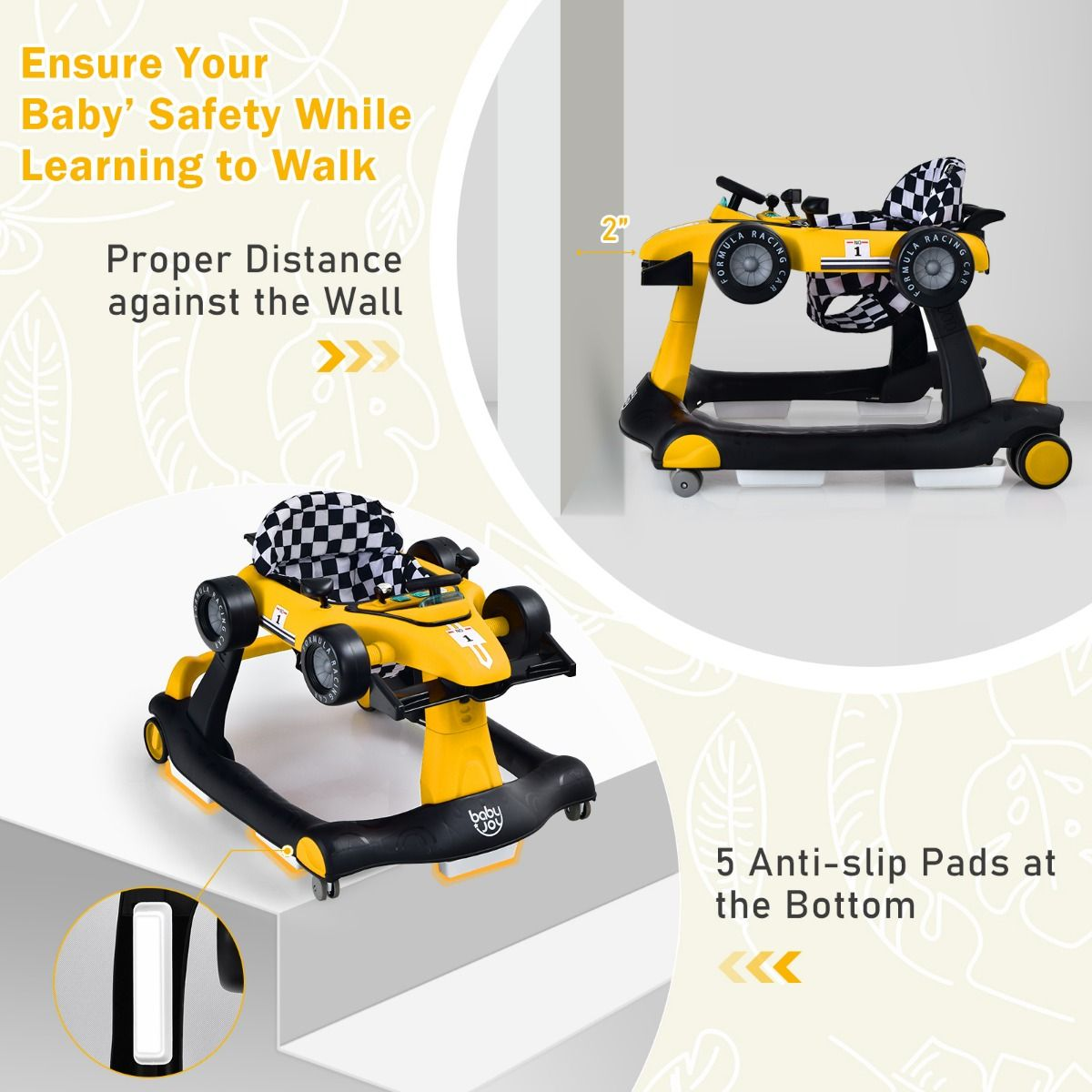 4-In-1 Baby Push Walker with Adjustable Height and Speed