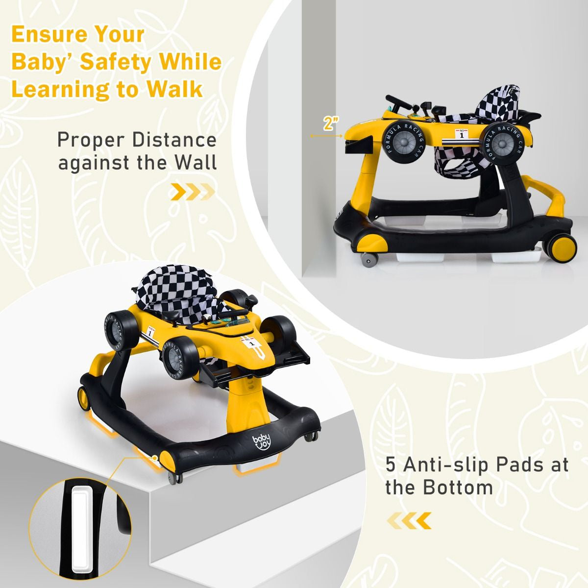 4-In-1 Baby Push Walker with Adjustable Height and Speed