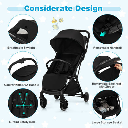 Lightweight Baby Stroller with Detachable Seat Cover