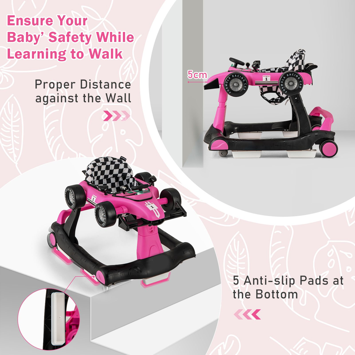 4-In-1 Baby Push Walker with Adjustable Height and Speed