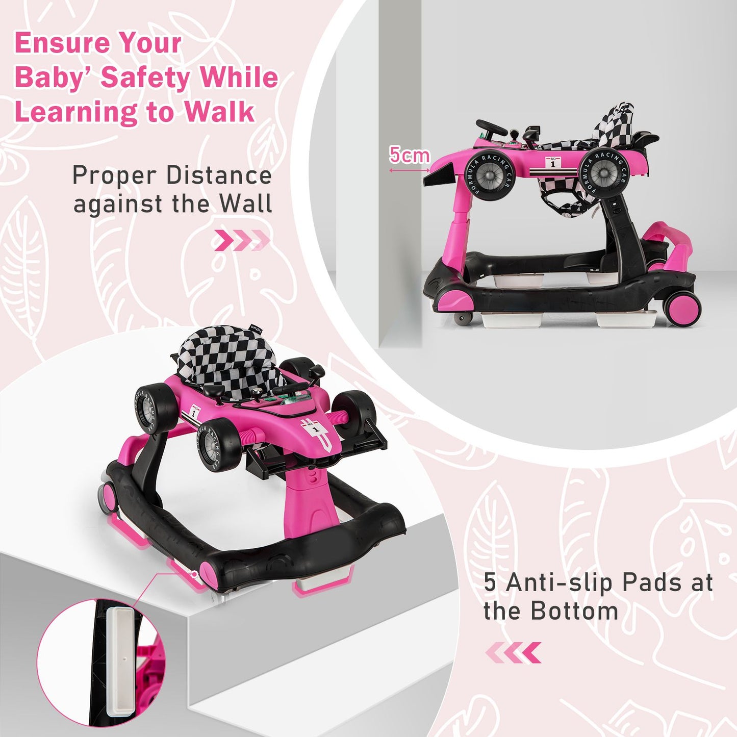 4-In-1 Baby Push Walker with Adjustable Height and Speed