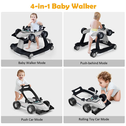 4-In-1 Baby Push Walker with Adjustable Height and Speed