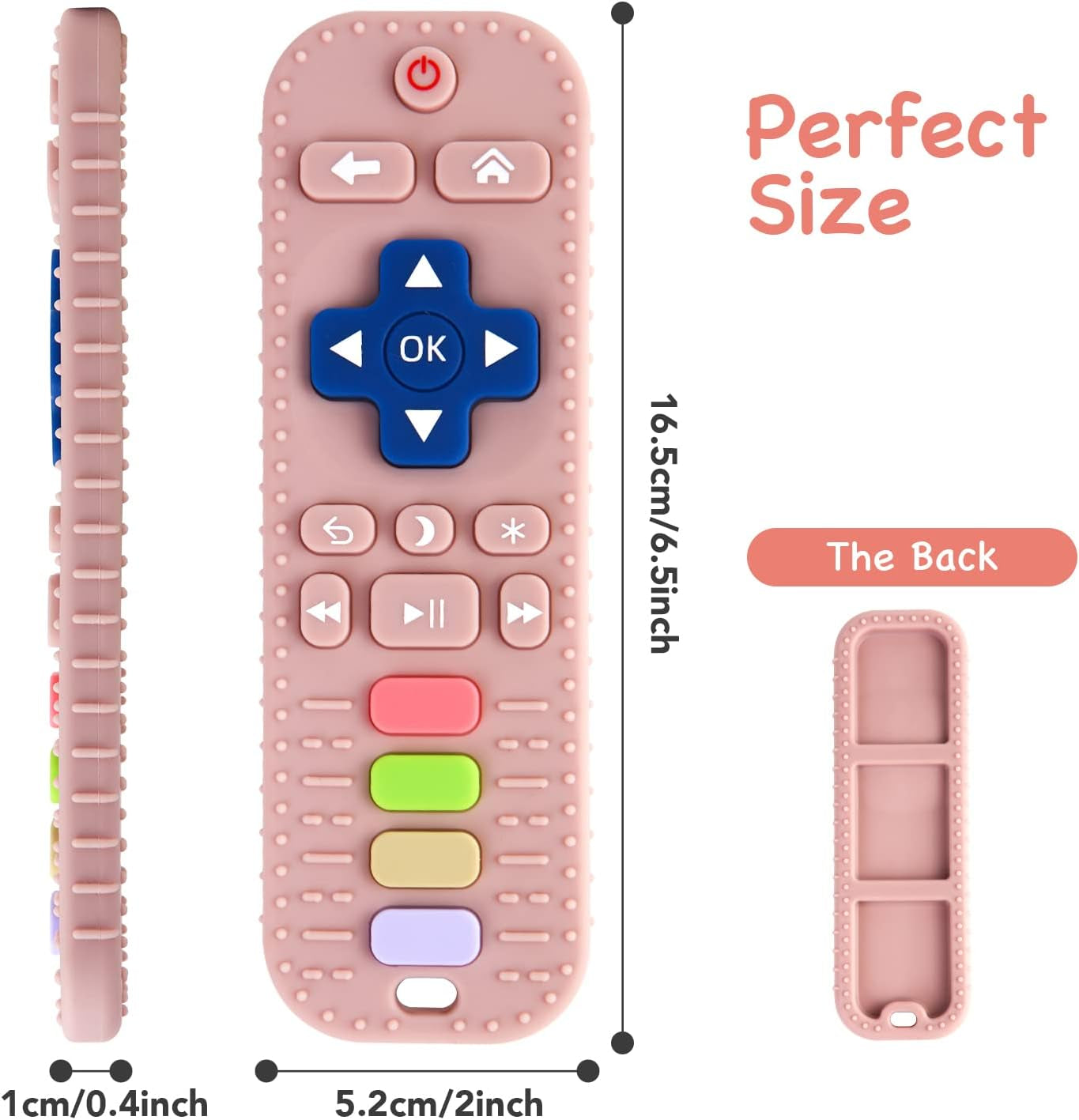 2 Pack Silicone Teething Toys for Babies 0-6 Months, Teethers 6-12 Remote Teether Baby, Sensory Babies, Baby Chew Toys, Toddler Infant Newborn Girl Boy, Pink-Gray