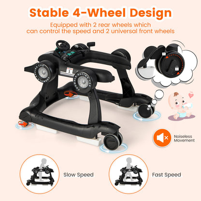4-In-1 Baby Push Walker with Adjustable Height and Speed