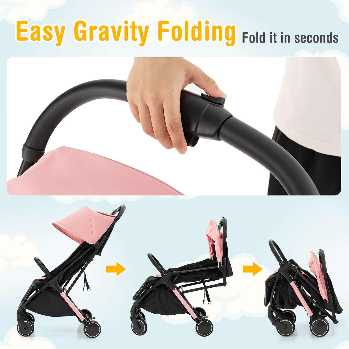 Lightweight Baby Stroller with Detachable Seat Cover