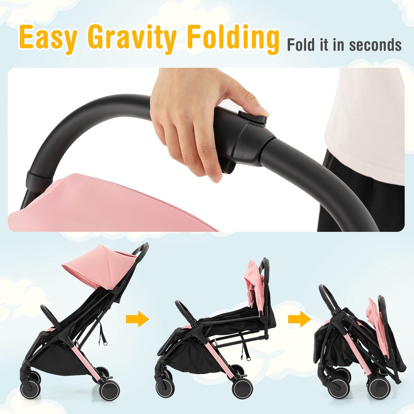 Lightweight Baby Stroller with Detachable Seat Cover