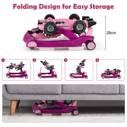 4-In-1 Baby Push Walker with Adjustable Height and Speed