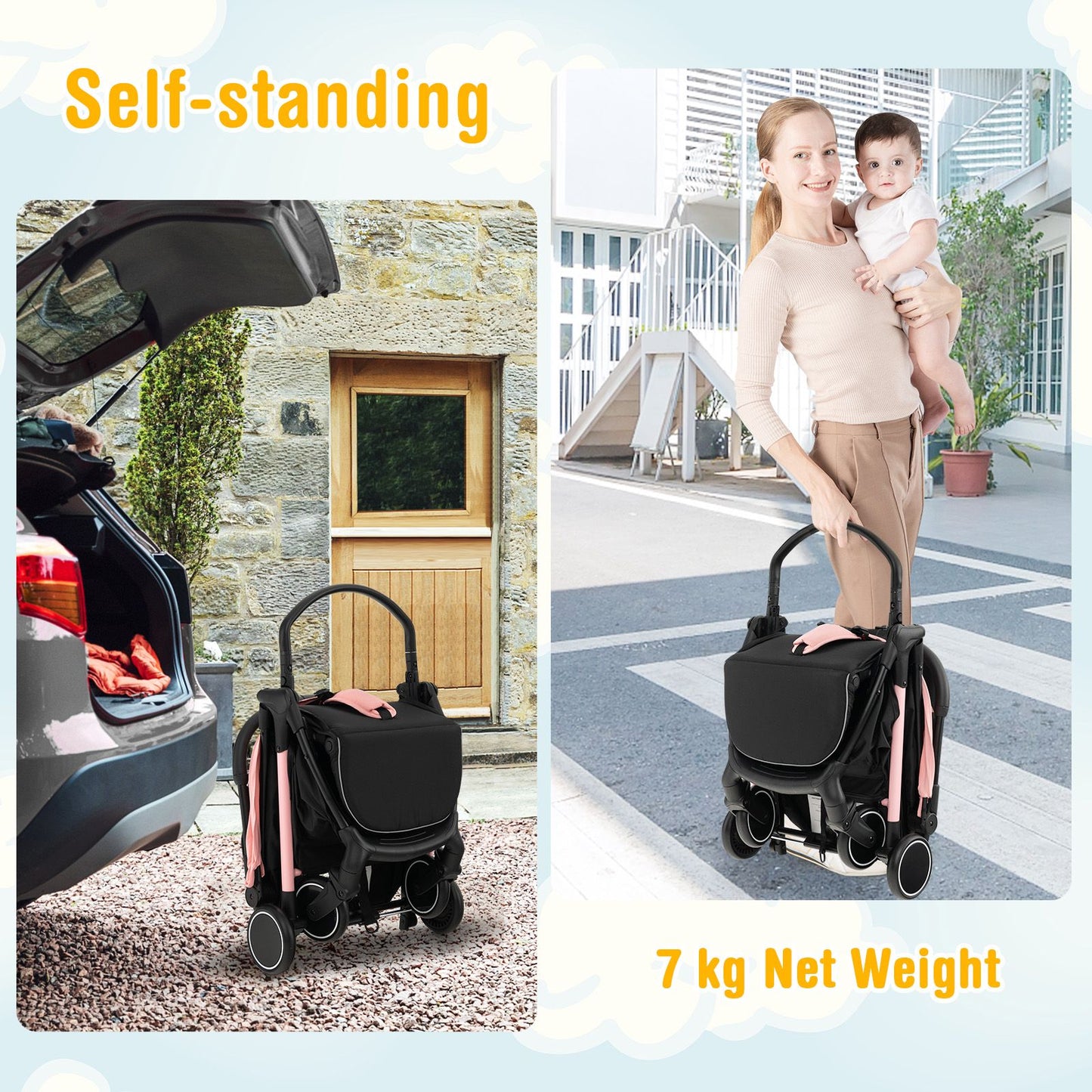 Lightweight Baby Stroller with Detachable Seat Cover