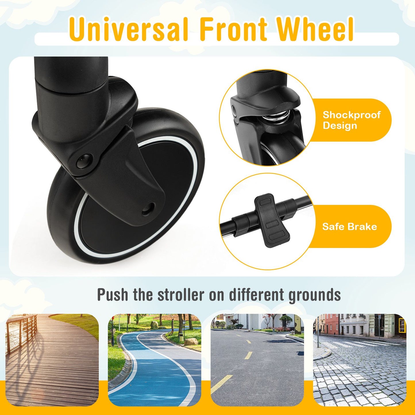 Lightweight Baby Stroller with Detachable Seat Cover