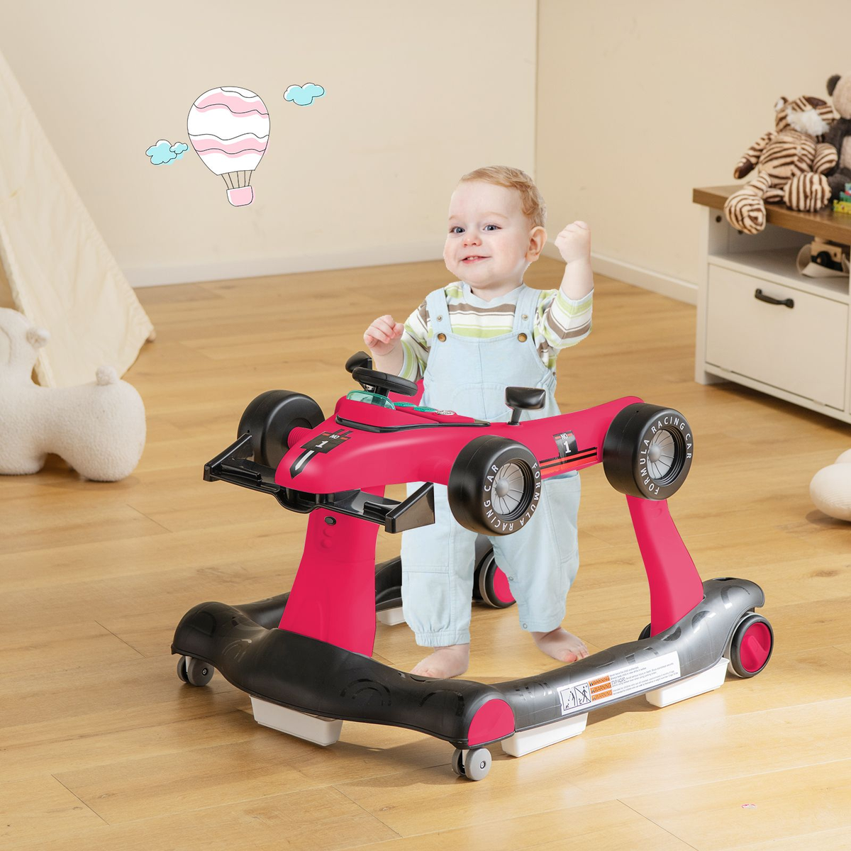 4-In-1 Baby Push Walker with Adjustable Height and Speed