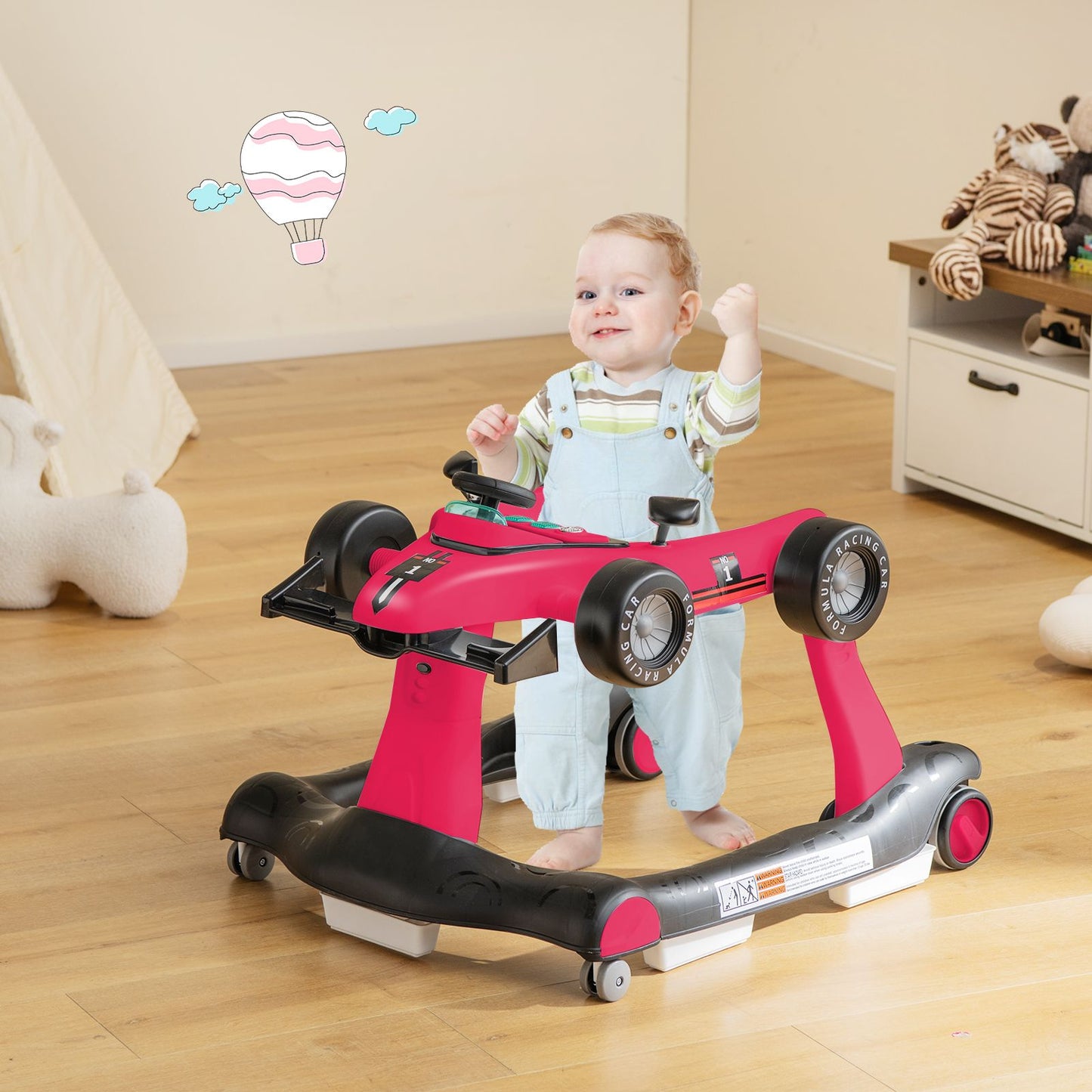 4-In-1 Baby Push Walker with Adjustable Height and Speed