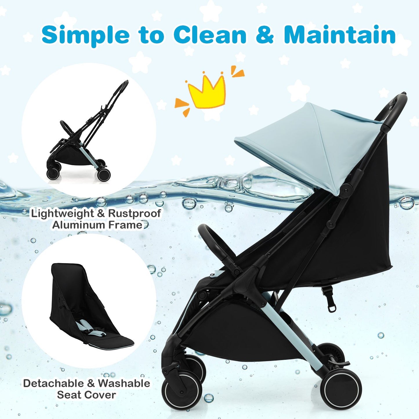 Lightweight Baby Stroller with Detachable Seat Cover